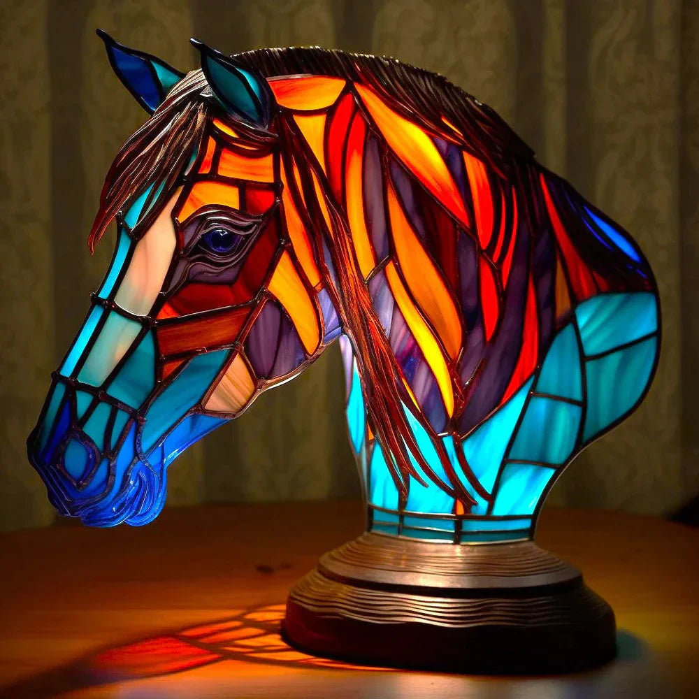 Tischlampe Buntglas Motivlampe Dekoratives Licht Kunst Tierdesign