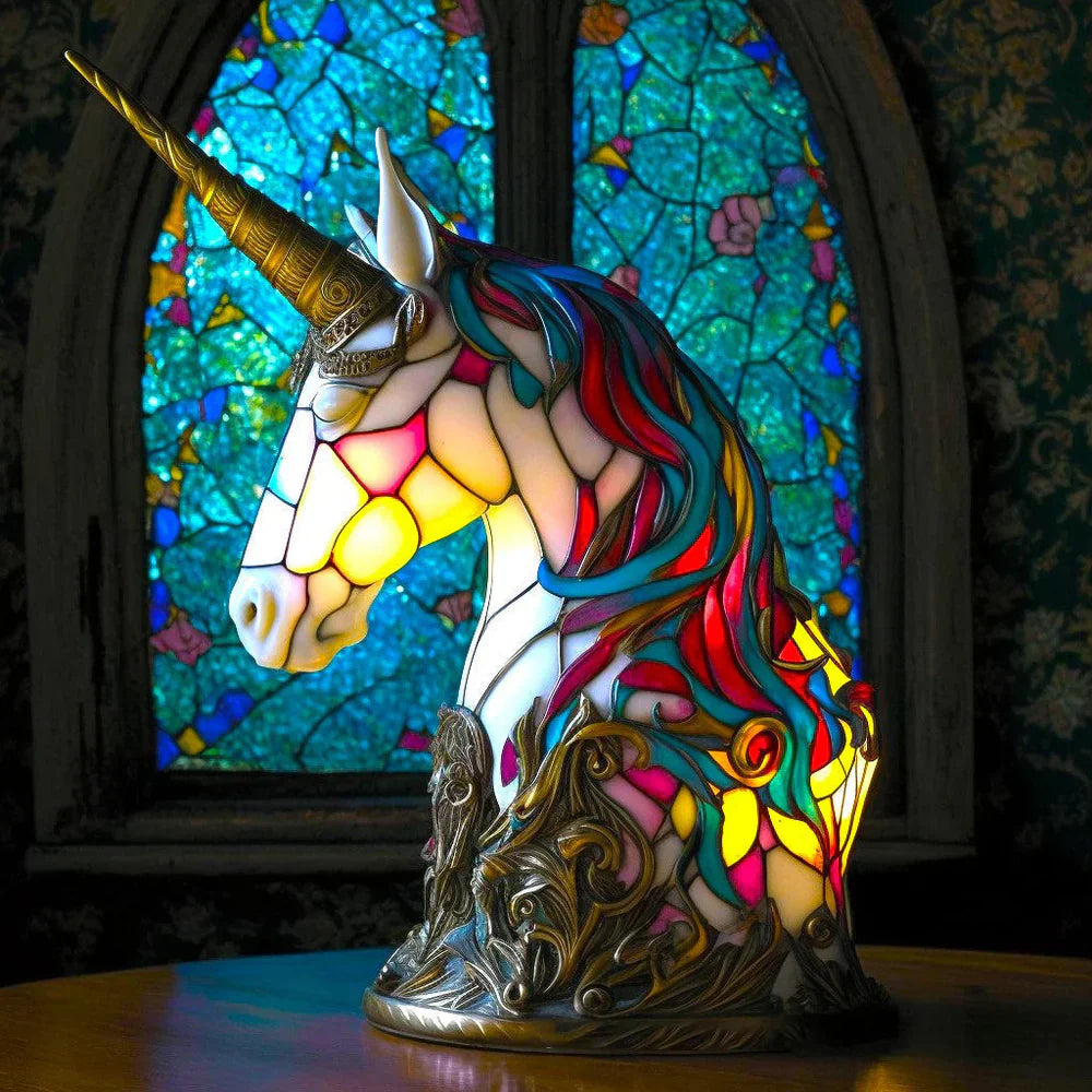 Tischlampe Buntglas Motivlampe Dekoratives Licht Kunst Tierdesign
