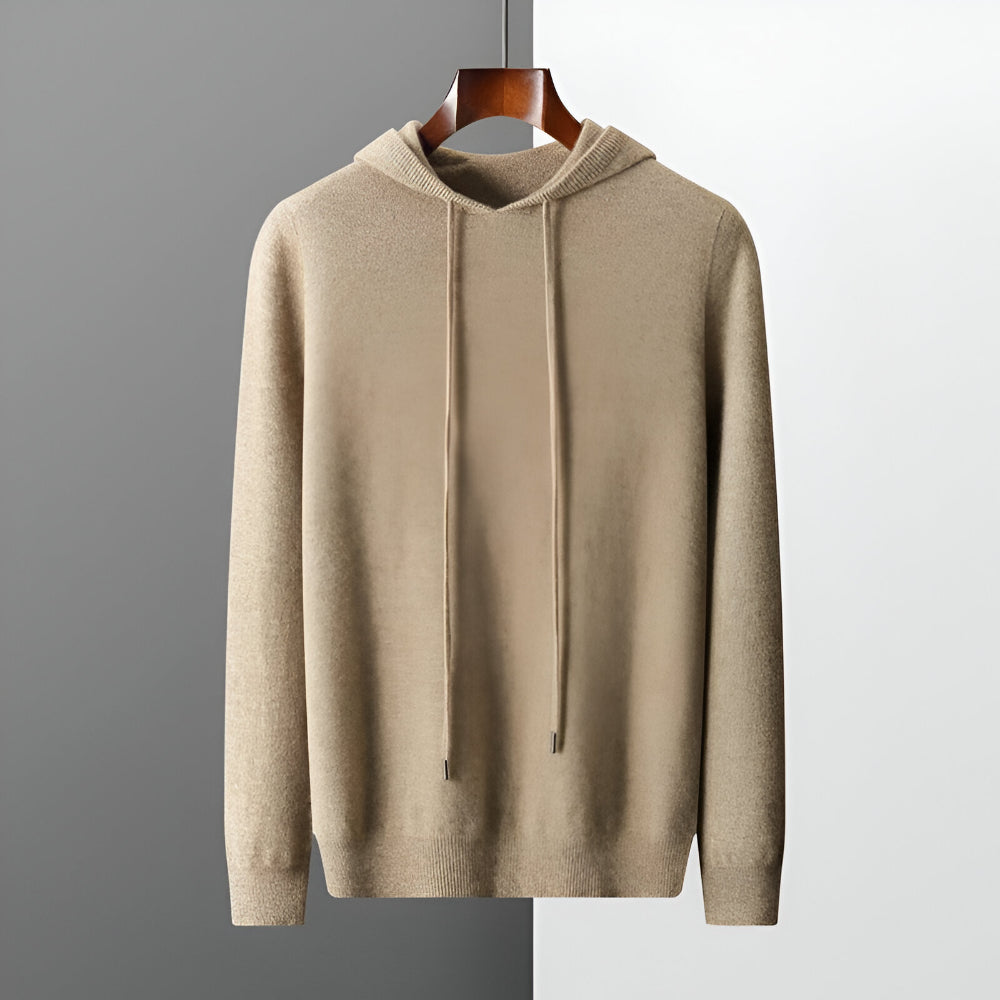 Herren Merino Woll Strick Hoodie Pullover