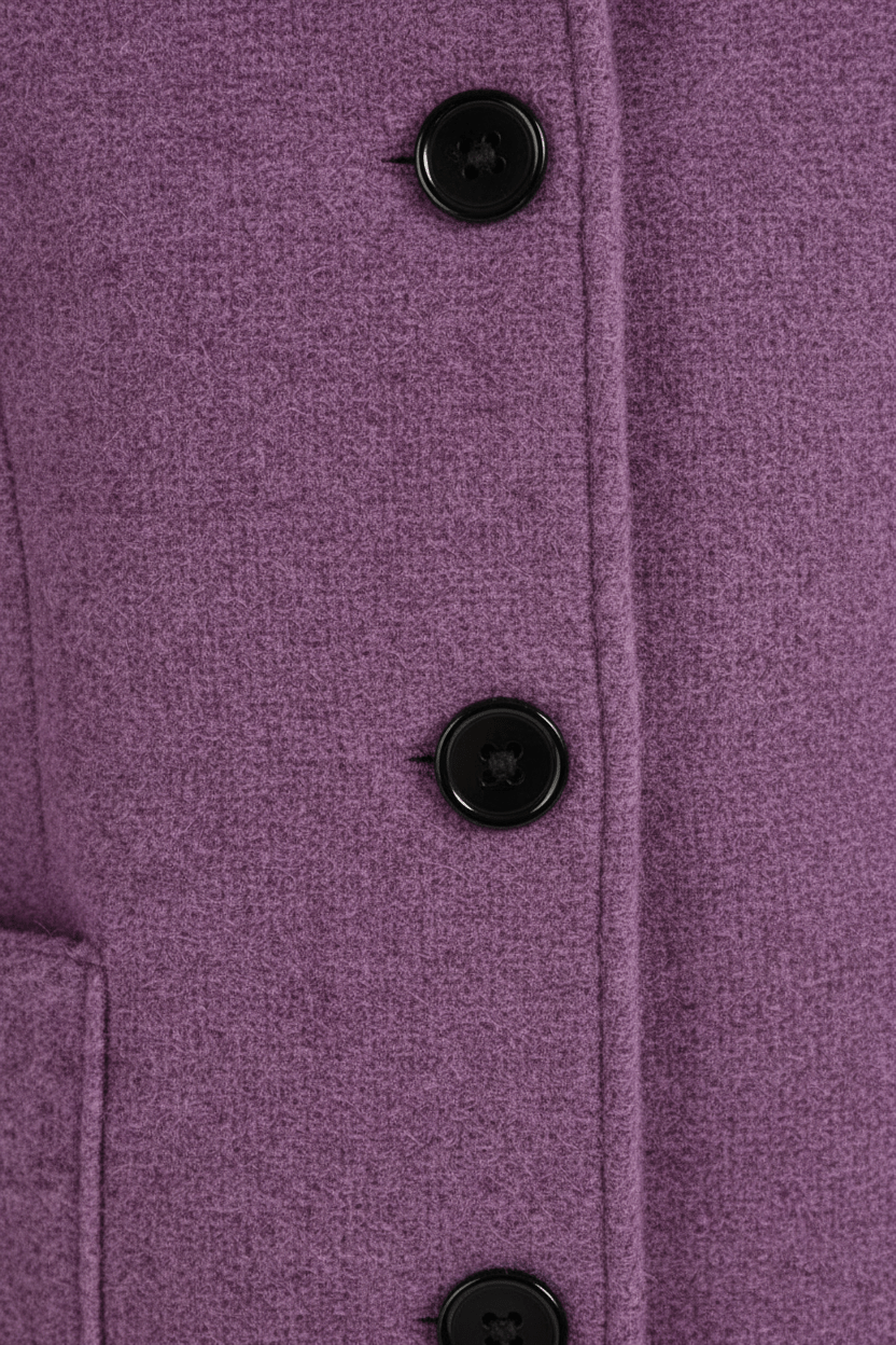 Damen Langer Mantel | Stehkragenjacke mit taillierter Passform und Knopfleiste