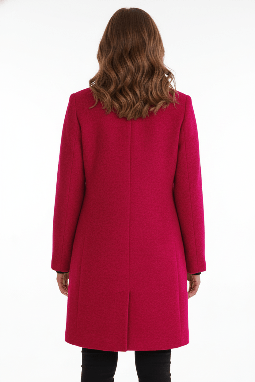 Damen Langer Mantel | Stehkragenjacke mit taillierter Passform und Knopfleiste