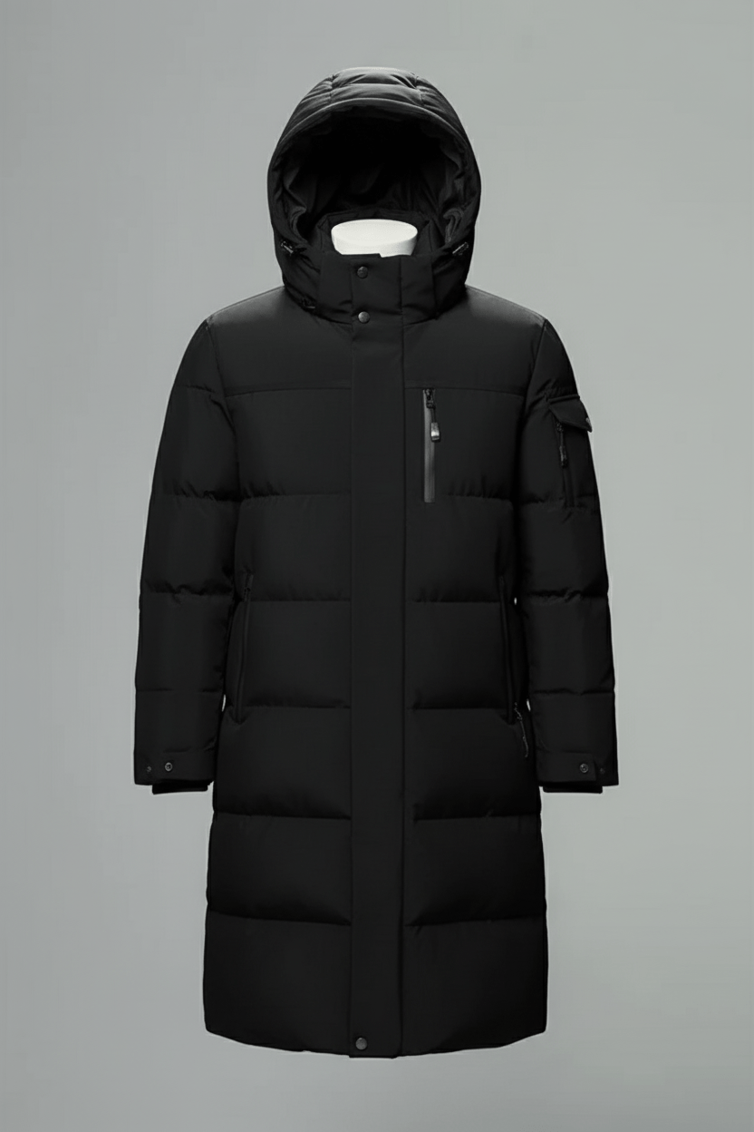 Herren Isolierte Wasserabweisende Lange Jacke mit Kapuze