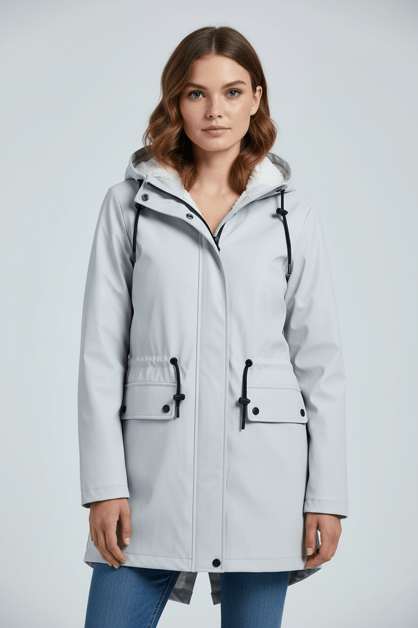 Damen Kapuzen-Trenchcoat | Wasserabweisender, mittellanger Mantel mit taillierter Passform