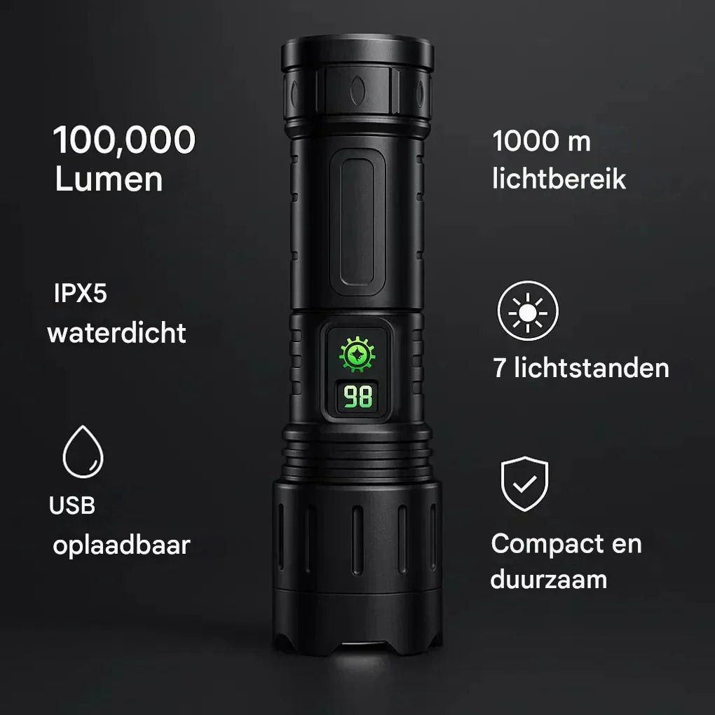 Ultra Starke Nachtsicht Taschenlampe Pro – Wiederaufladbare Aluminiumlampe