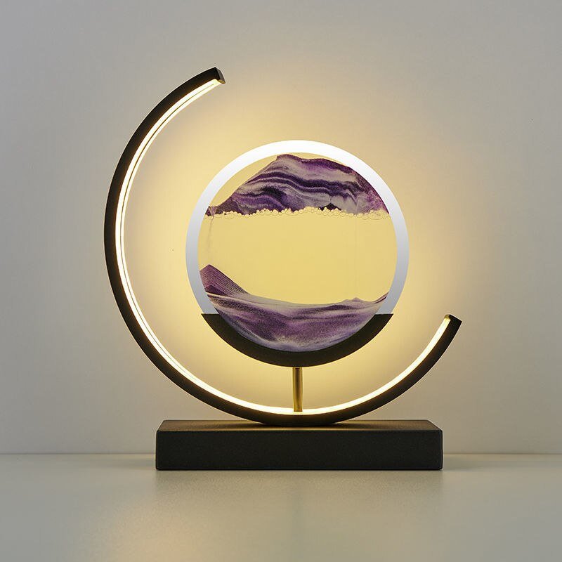 Dekorative LED Tischlampe | Moderne Designerlampe | Rotierendes Sandbild | SandScape