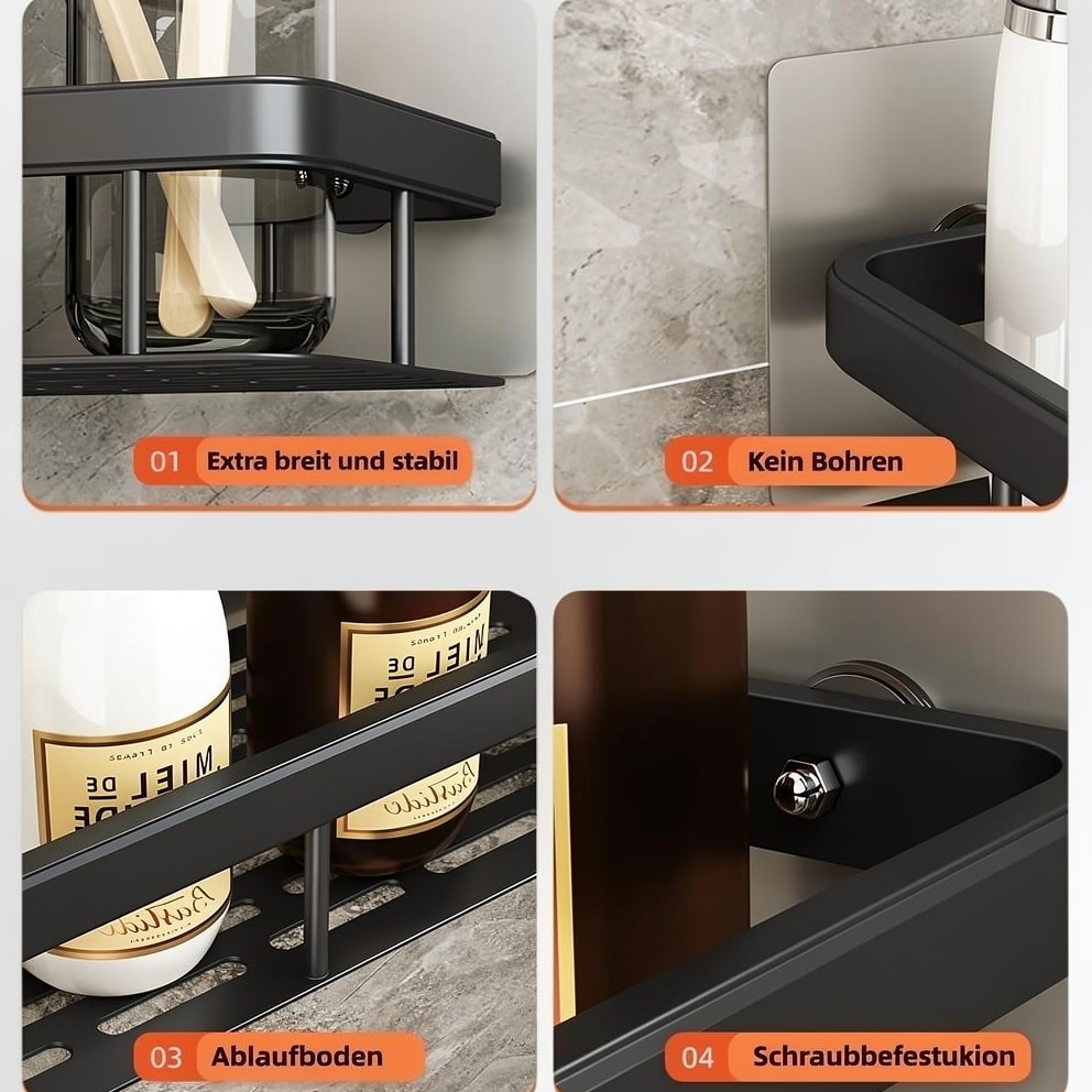 Duschablage Ohne Bohren | Duschregal | Shampoo Halter für Dusche | Ablux