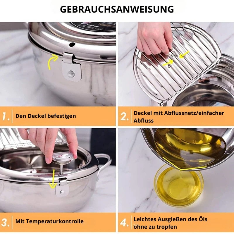 Fritteuse | Edelstahlpfanne mit Thermometer | FryMaster