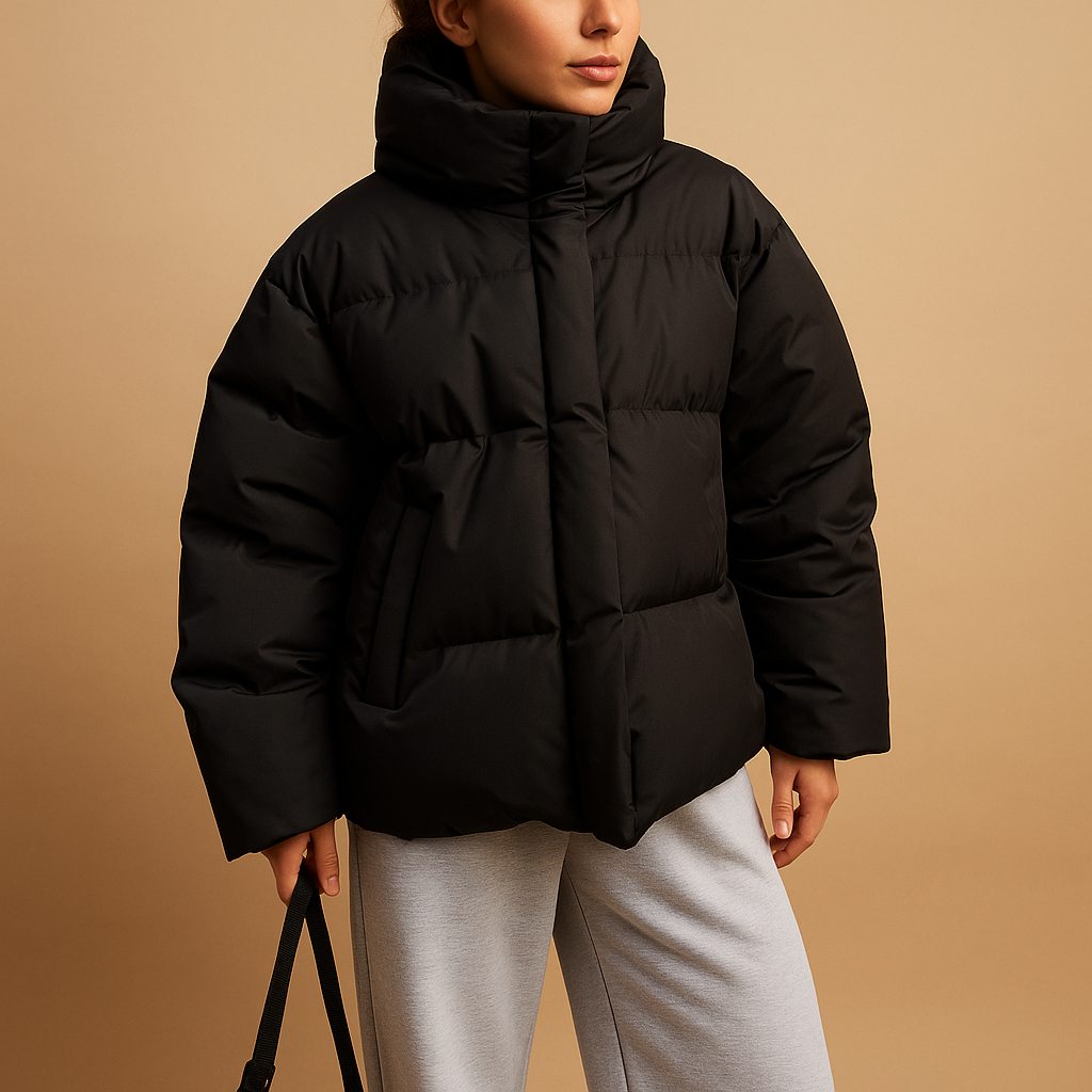 Leichte Pufferjacke mit Kapuze für Frauen – Wasserabweisender Wintermantel