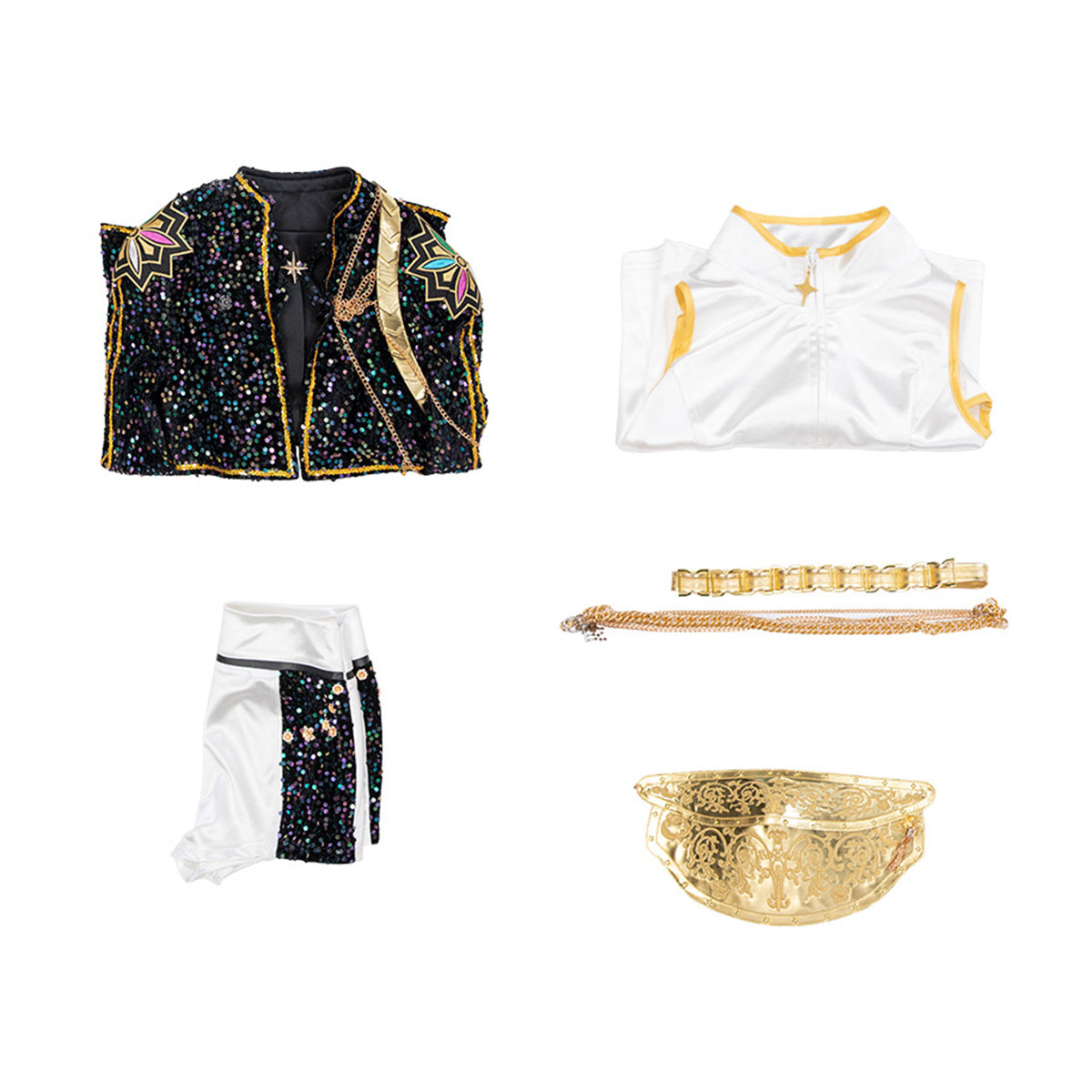 Glitzerkostüm Damen Schwarz Gold