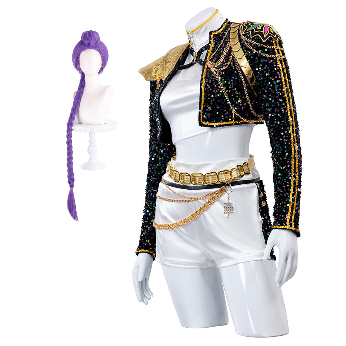 Glitzerkostüm Damen Schwarz Gold