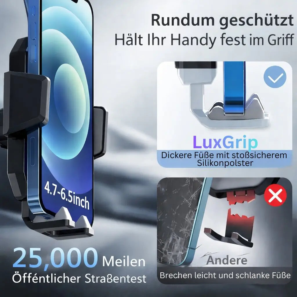 Auto-Handyhalter | Handyhalter mit Saugnapf & 360°-Drehung | LuxGrip