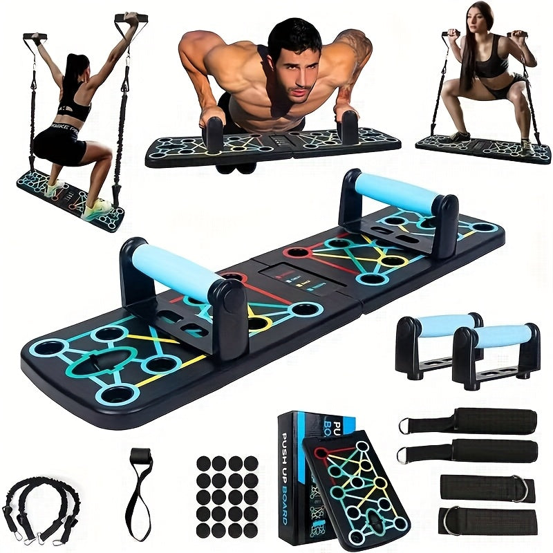 Heimkrafttrainingsset mit Liegestützgriffen | Liegestützbrett mit Widerstandsbändern | KraftBoard