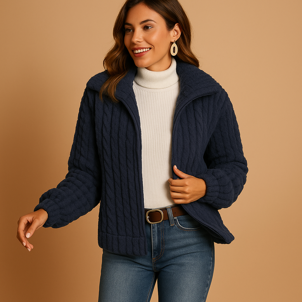 Damen Lange Fleecejacke mit Stehkragen – Wärme trifft auf alltägliche Eleganz