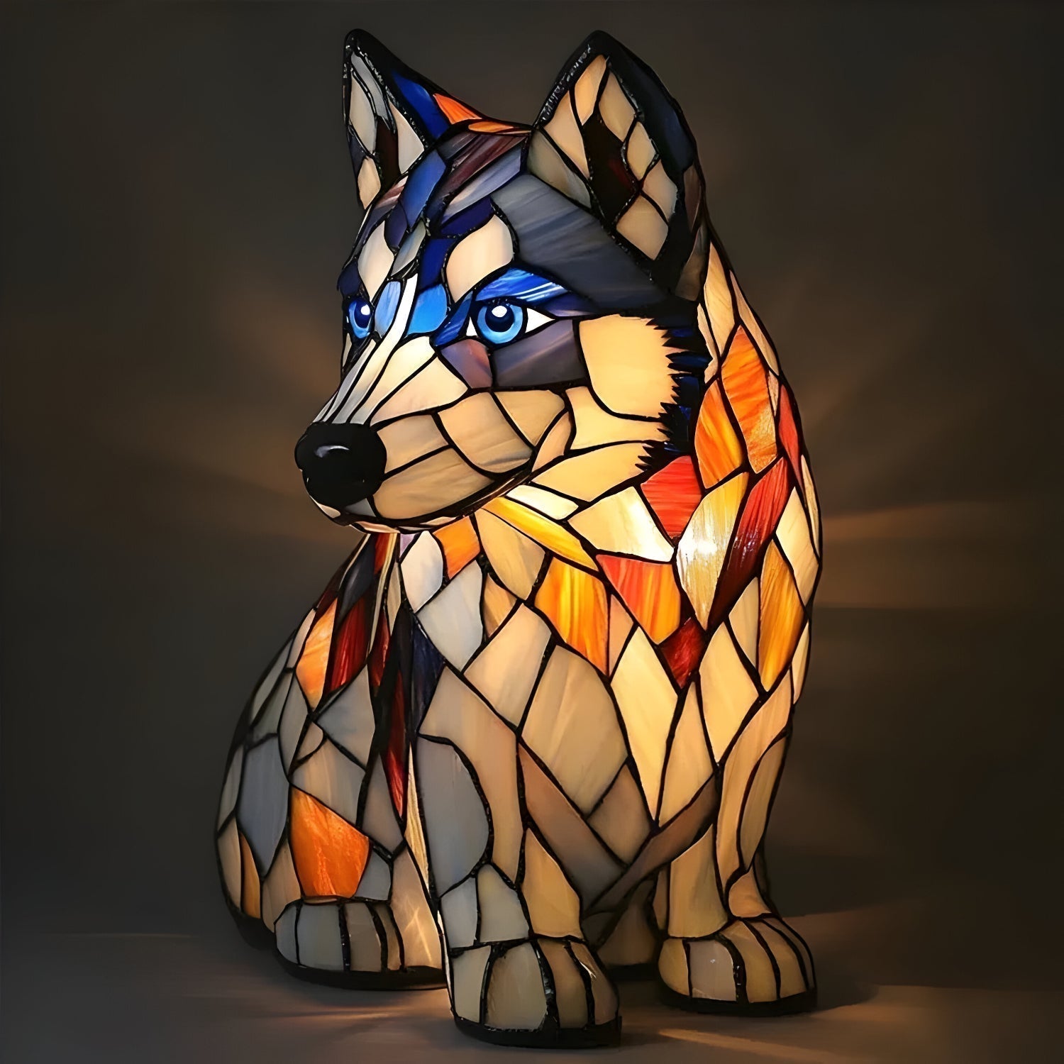 Buntglas Hund Tischlampe Dekorative Tierbeleuchtung