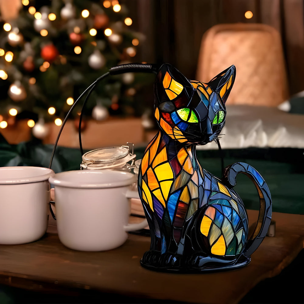 Handgefertigte Katzenlampe Farbwechselnde Tischlampe Aus Glas