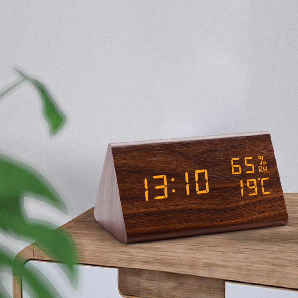 Digitaler LED-Wecker Holz Modern Temperatur