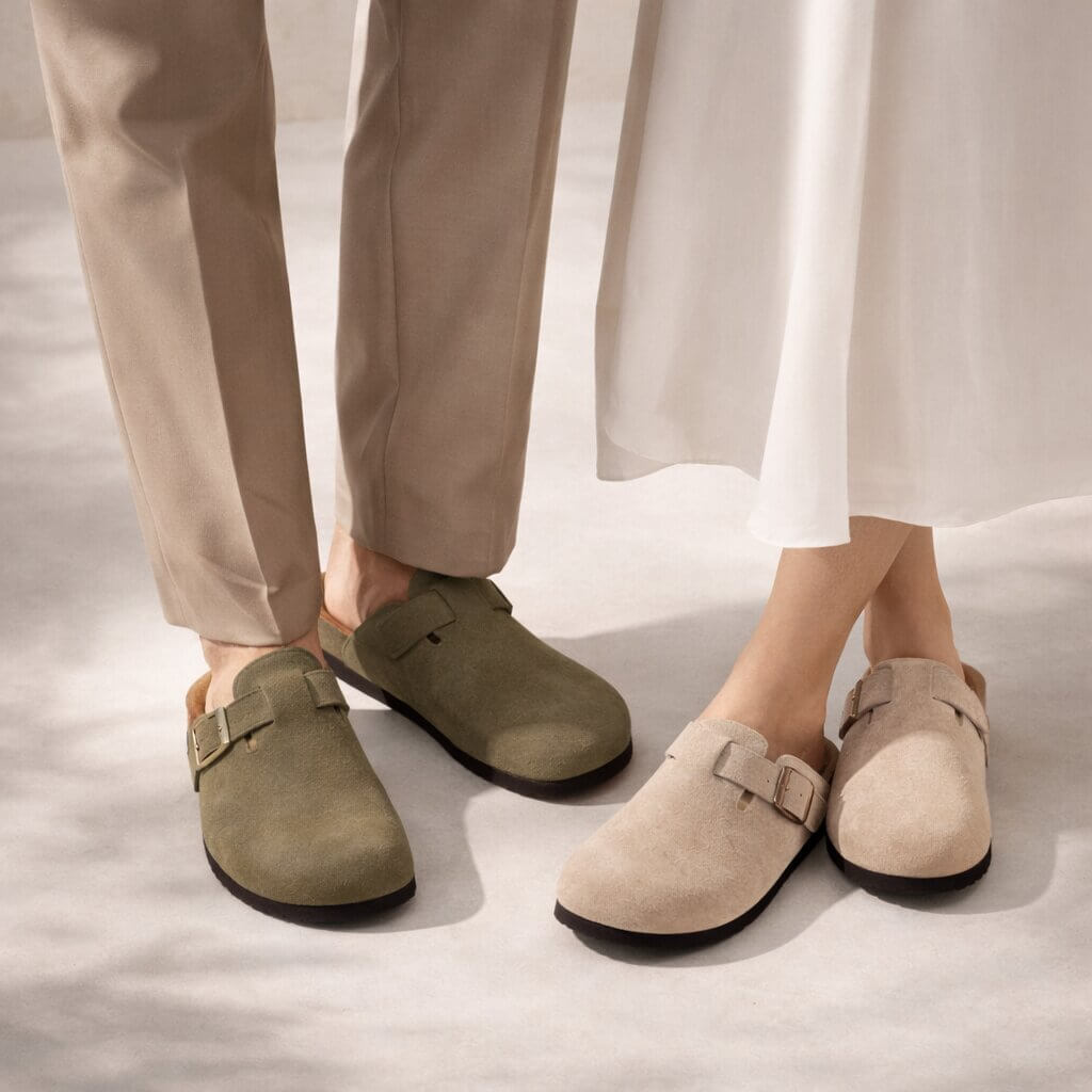 Orthopädische Hausschuhe für Damen & Herren | Wildleder Clogs | Pantoletten | Suedara