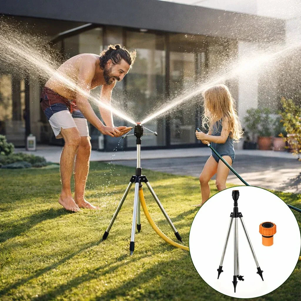 Rasensprenger mit Stativ | 360° Sprinkler | Garten Sprühgerät | AquaVento