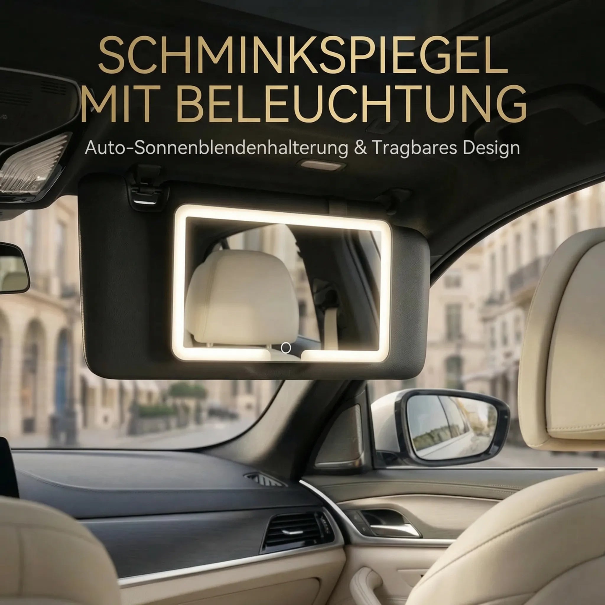 Makeup-Spiegel mit Licht für das Auto | Beleuchteter Kosmetikspiegel | GlowVisor
