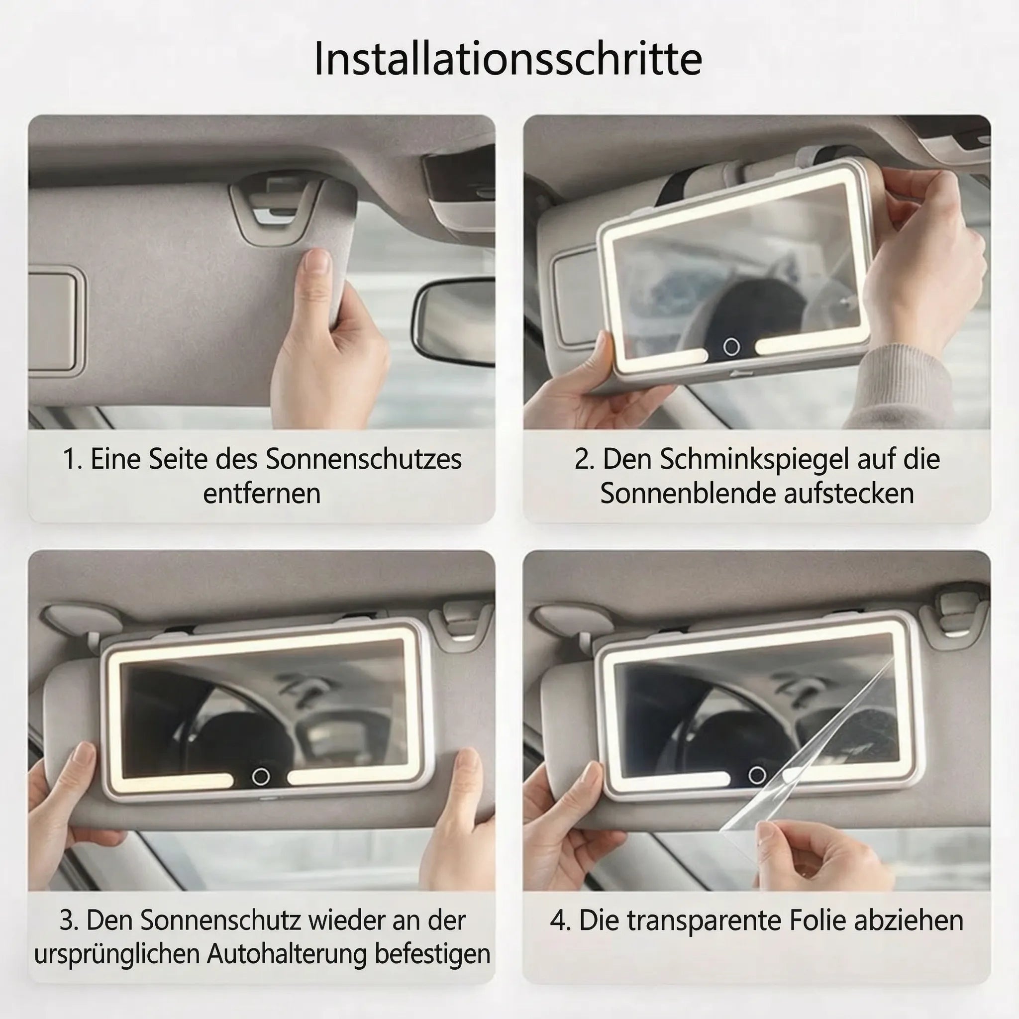 Makeup-Spiegel mit Licht für das Auto | Beleuchteter Kosmetikspiegel | GlowVisor