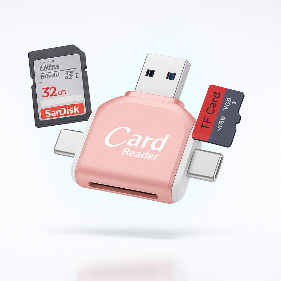 SD-Kartenleser mit USB A, USB C, Micro USB & Lightning | Kartenleser für iPhone, Android & Laptop | SD-Kartenadapter | FlexiLink