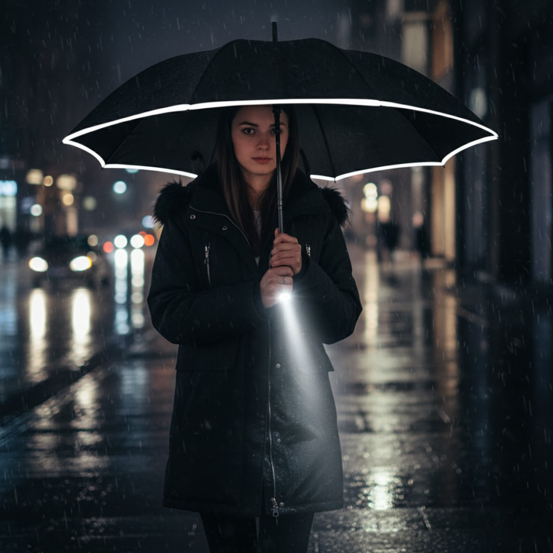 Sturmfester Automatischer Regenschirm mit Licht | LumBrella