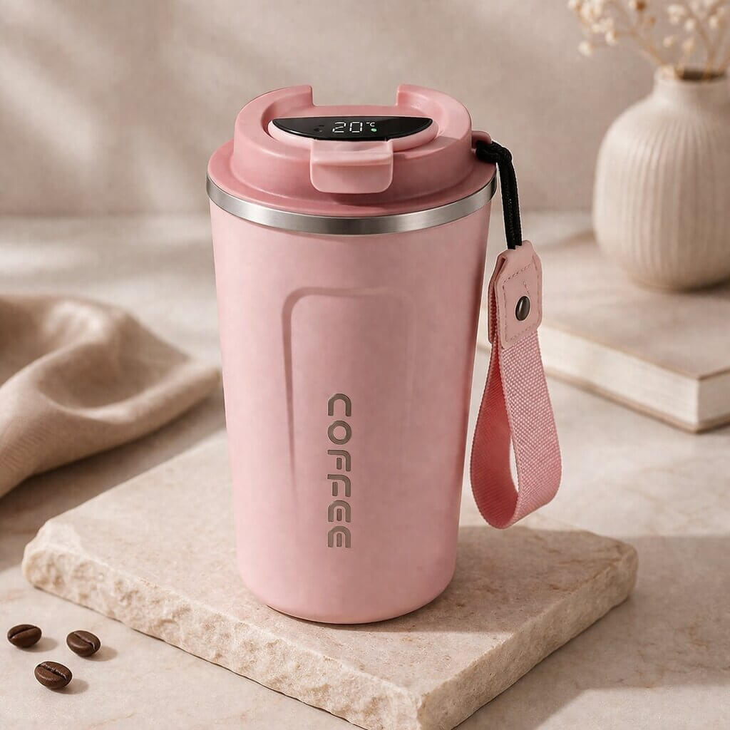 Thermobecher mit Temperaturanzeige | Smarter Trinkbecher aus Edelstahl | Themiora