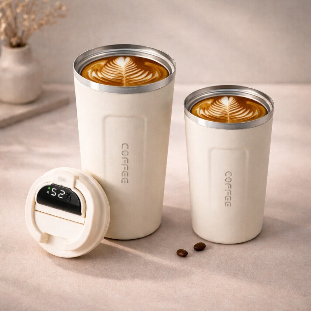 Thermobecher mit Temperaturanzeige | Smarter Trinkbecher aus Edelstahl | Themiora