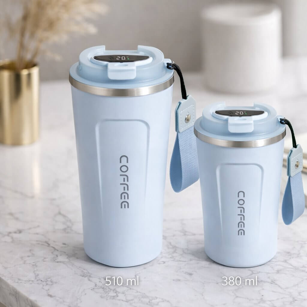 Thermobecher mit Temperaturanzeige | Smarter Trinkbecher aus Edelstahl | Themiora