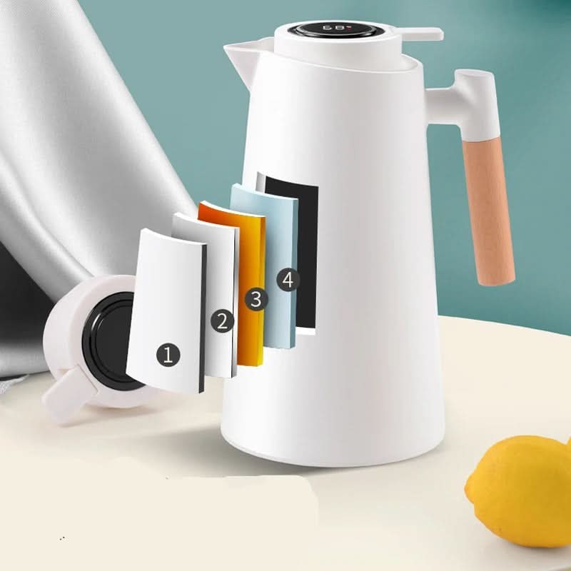 Thermokaraffe mit Temperaturanzeige | Isolierkanne 1 Liter für Kaffee & Tee | Heatina