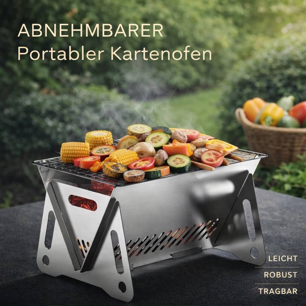 Portabler Holzkohlegrill | Holzkohlegrill für Garten, Camping & Outdoor | Grill Stahl