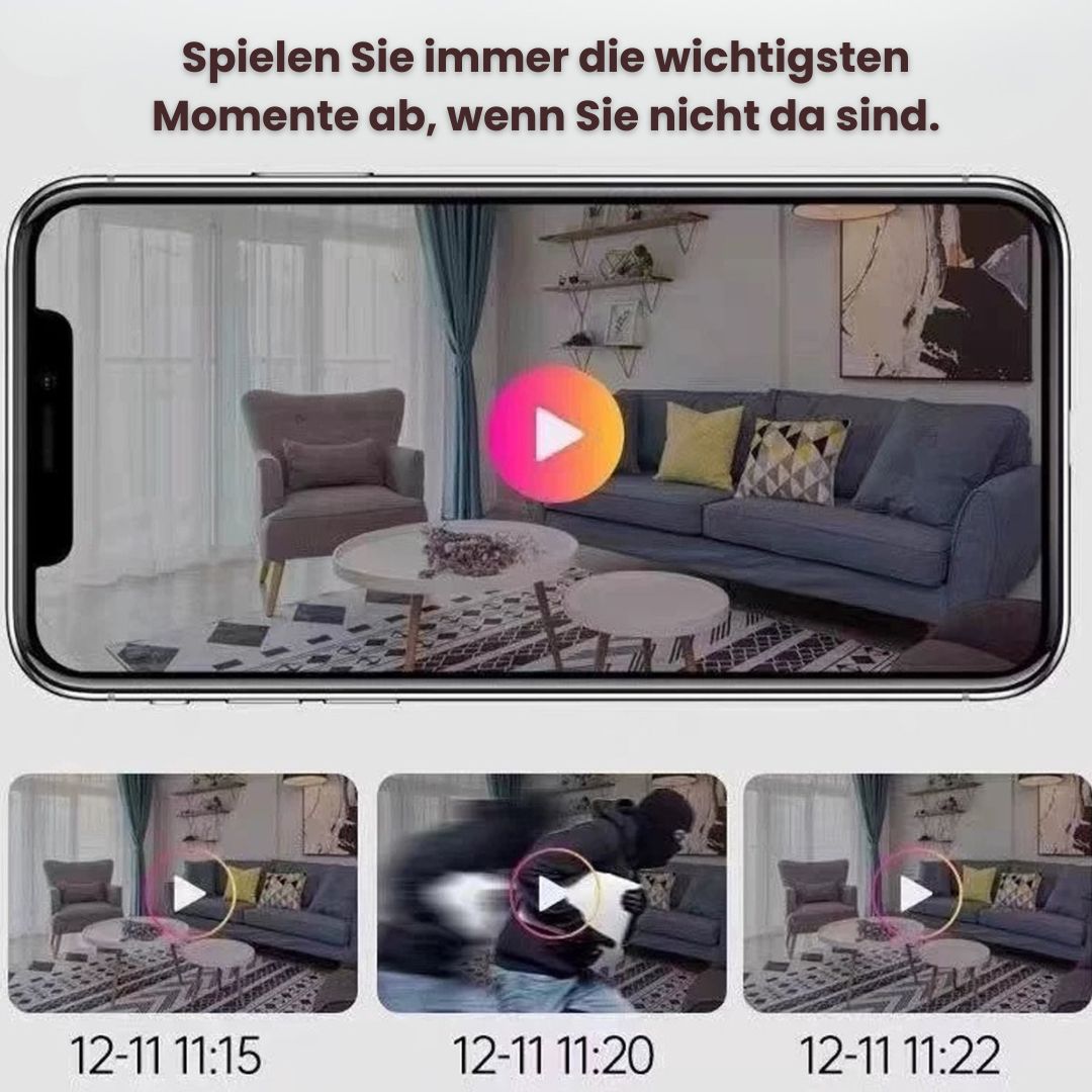 Überwachungskamera für Innen- & Außenbereich | Mini-Wi-Fi-Kamera mit Live-Übertragung auf das Telefon | Kabellos & Kompakt | MiniGuardian